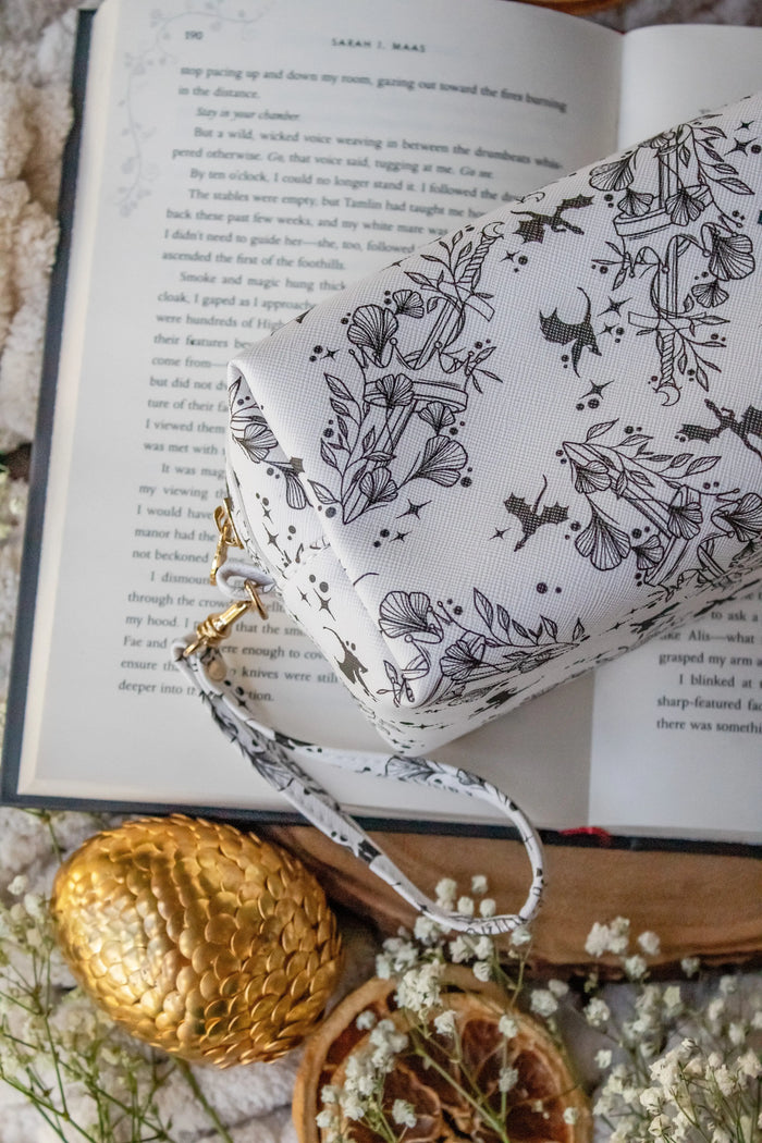 Bookish Cosmetic / Pencil Pouch Zip Bag | Ivory Swords