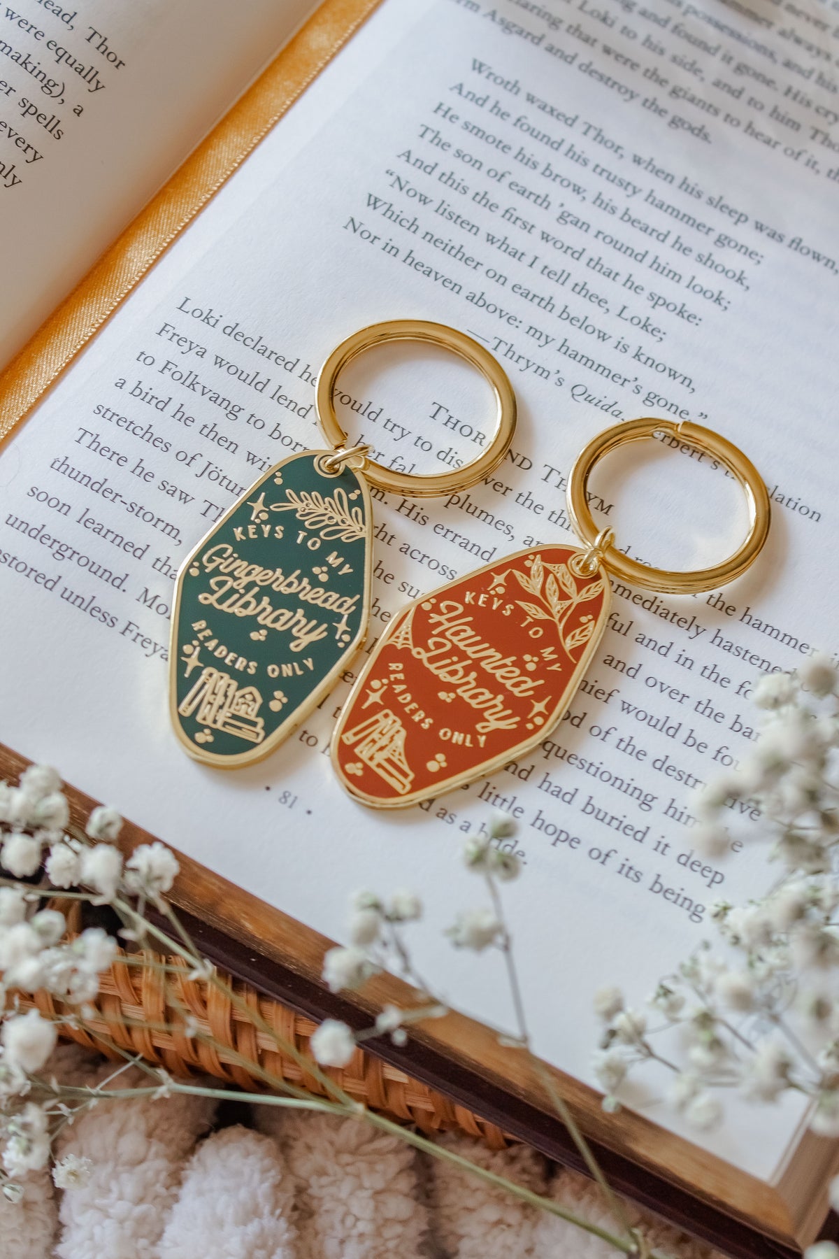 Gingerbread Library Metal Keychain