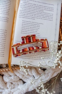 Bookish Hair Claw Clip | Maroon Bookshelf