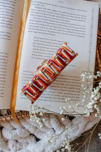 Bookish Hair Claw Clip | Maroon Bookshelf