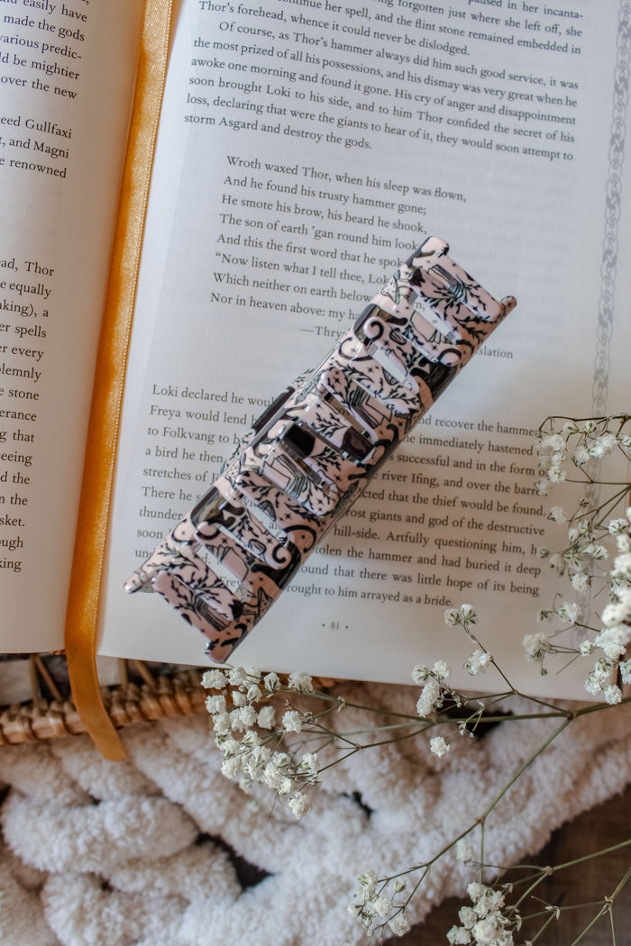 Bookish Hair Claw Clip | Books & Cats