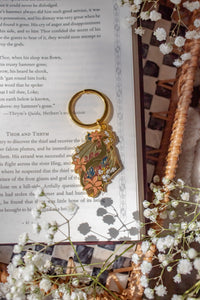Floral Wyvern Metal Keychain