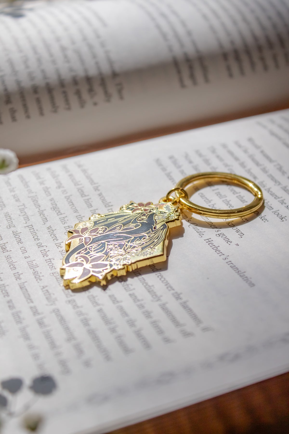 Floral Wyvern Metal Keychain