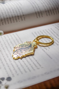Floral Wyvern Metal Keychain
