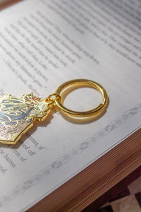 Floral Wyvern Metal Keychain