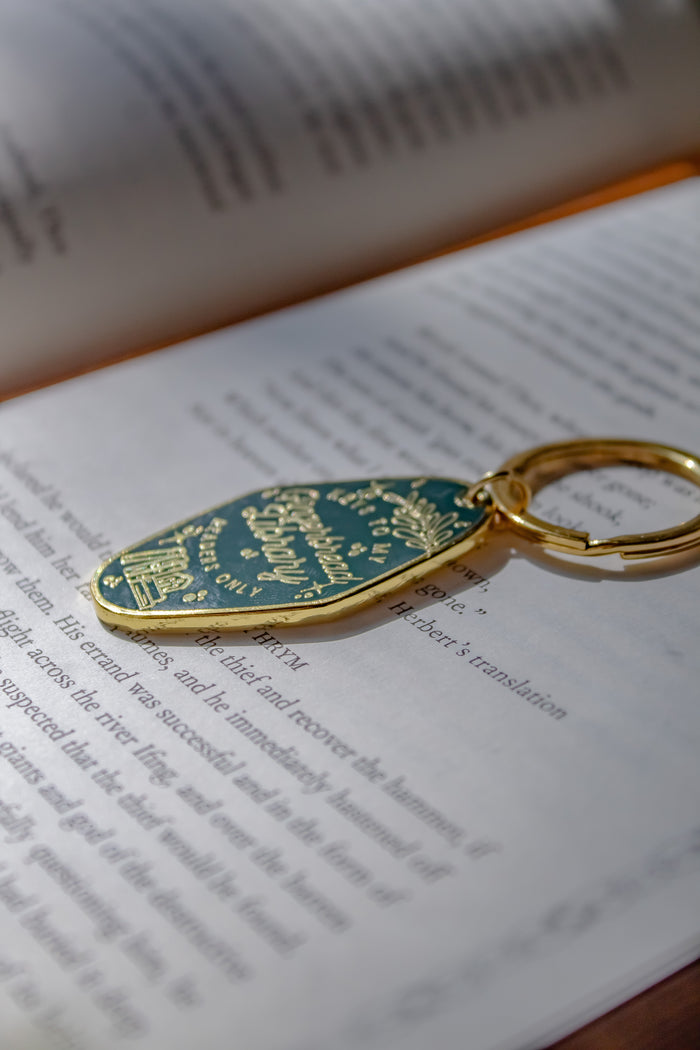 Gingerbread Library Metal Keychain