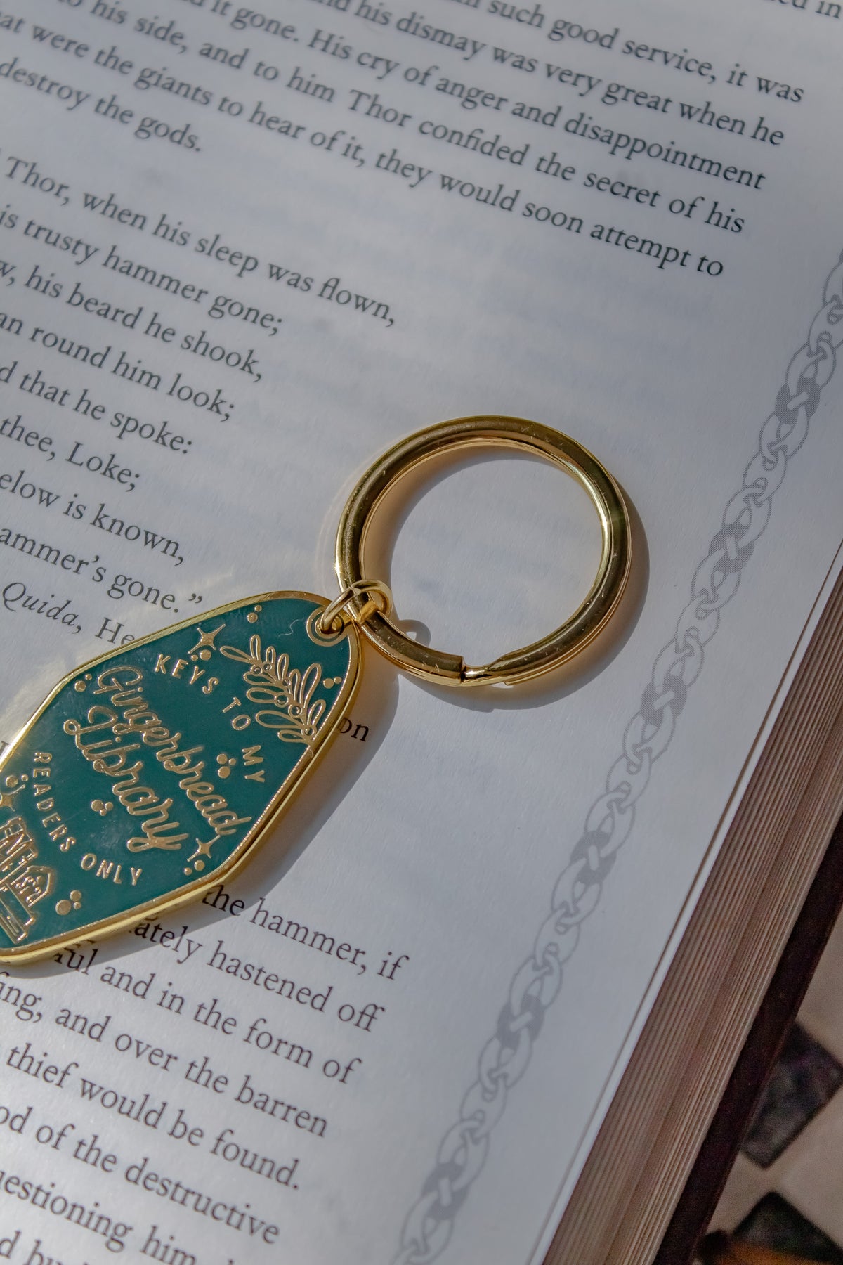 Gingerbread Library Metal Keychain