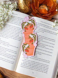 Potted Strawberries Die-Cut Bookmark