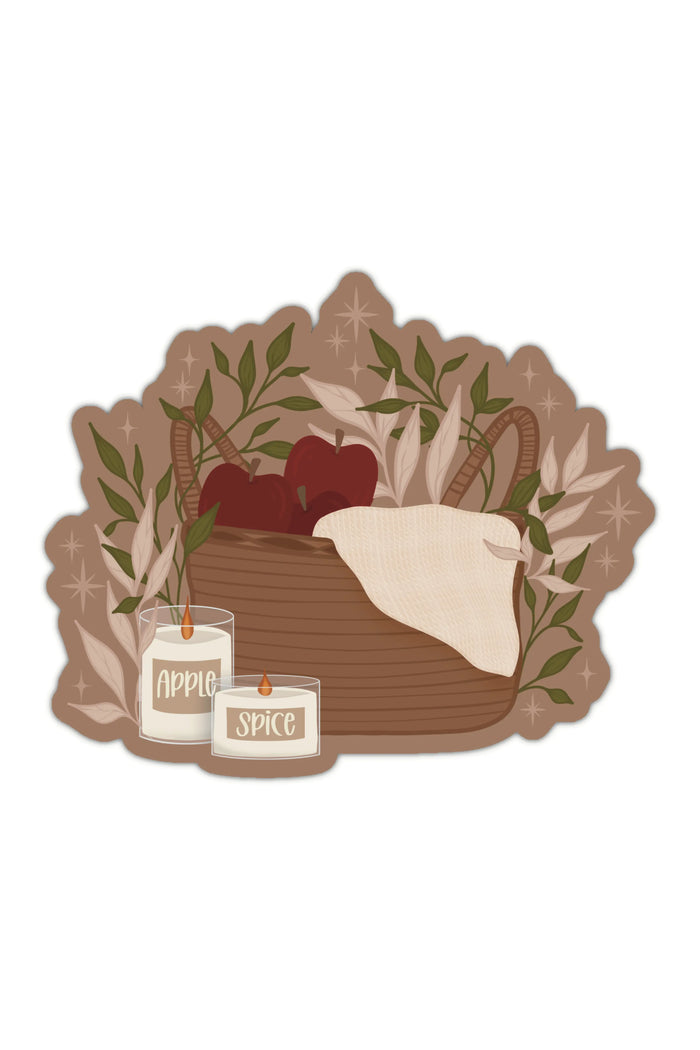 Cozy Apple Basket Vinyl Sticker