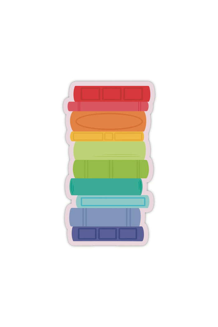 Rainbow Bookstack Waterproof Vinyl Sticker