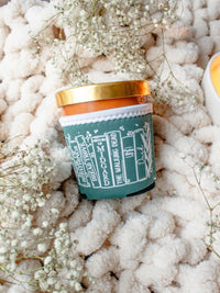 This ACOTAR / Throne of Glass / Crescent City ice cream pint sleeve is a dusty green with a white bookshelf design. Perfect for fans of Sarah J. Maas and a great gift for fantasy book lovers.