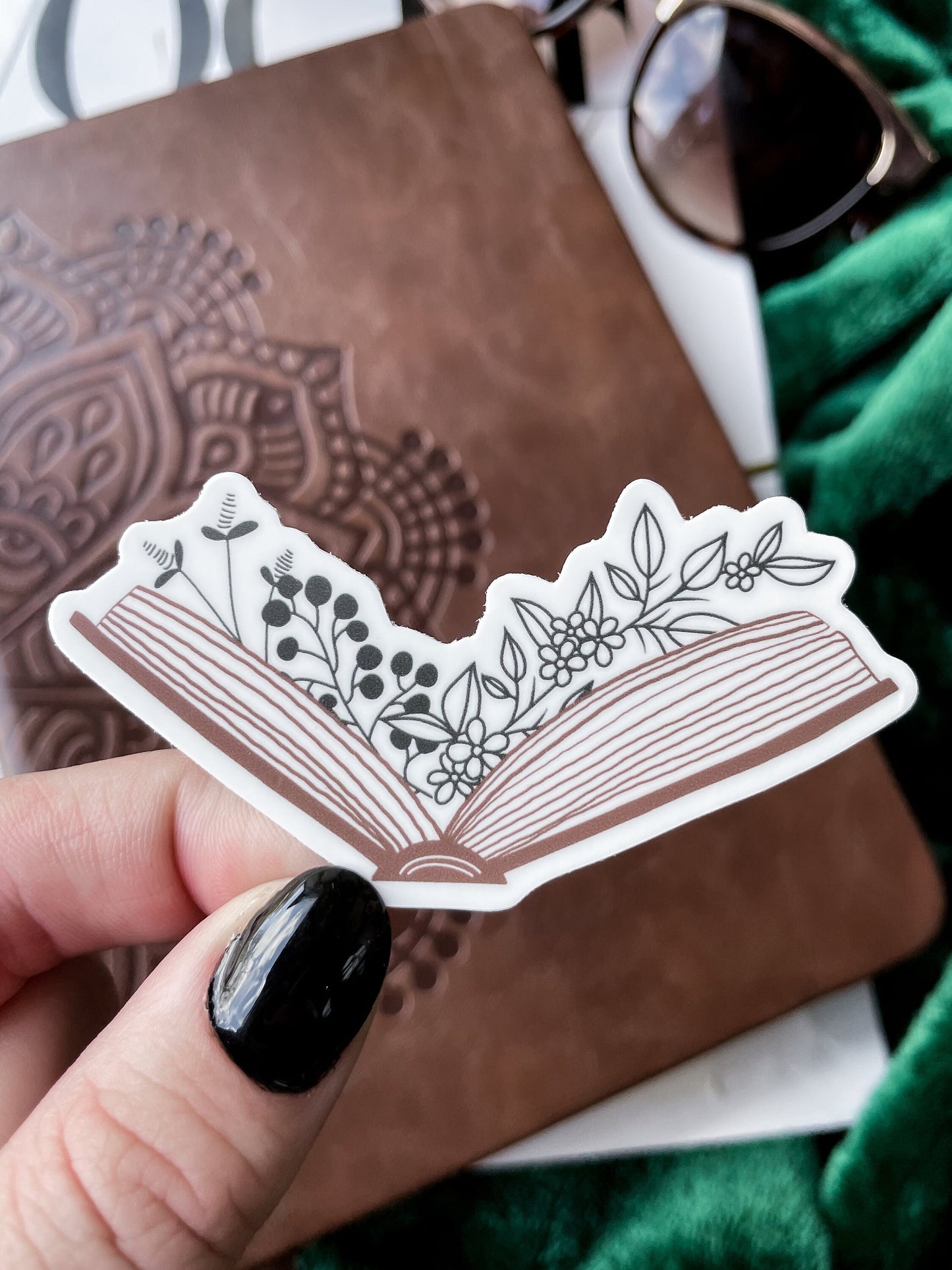 Floral Book Waterproof Sticker | 3"x1.53"