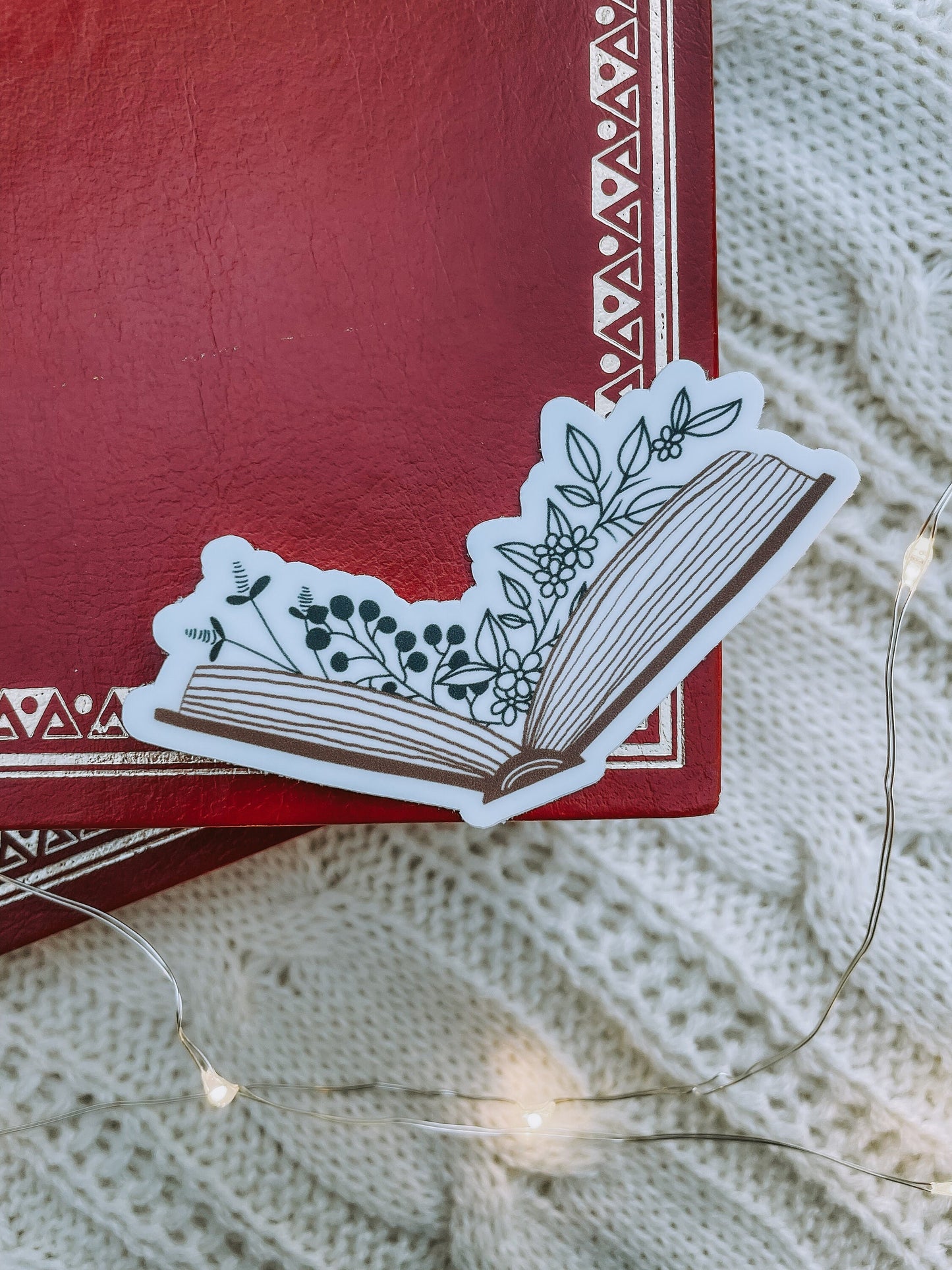 Floral Book Waterproof Sticker | 3"x1.53"