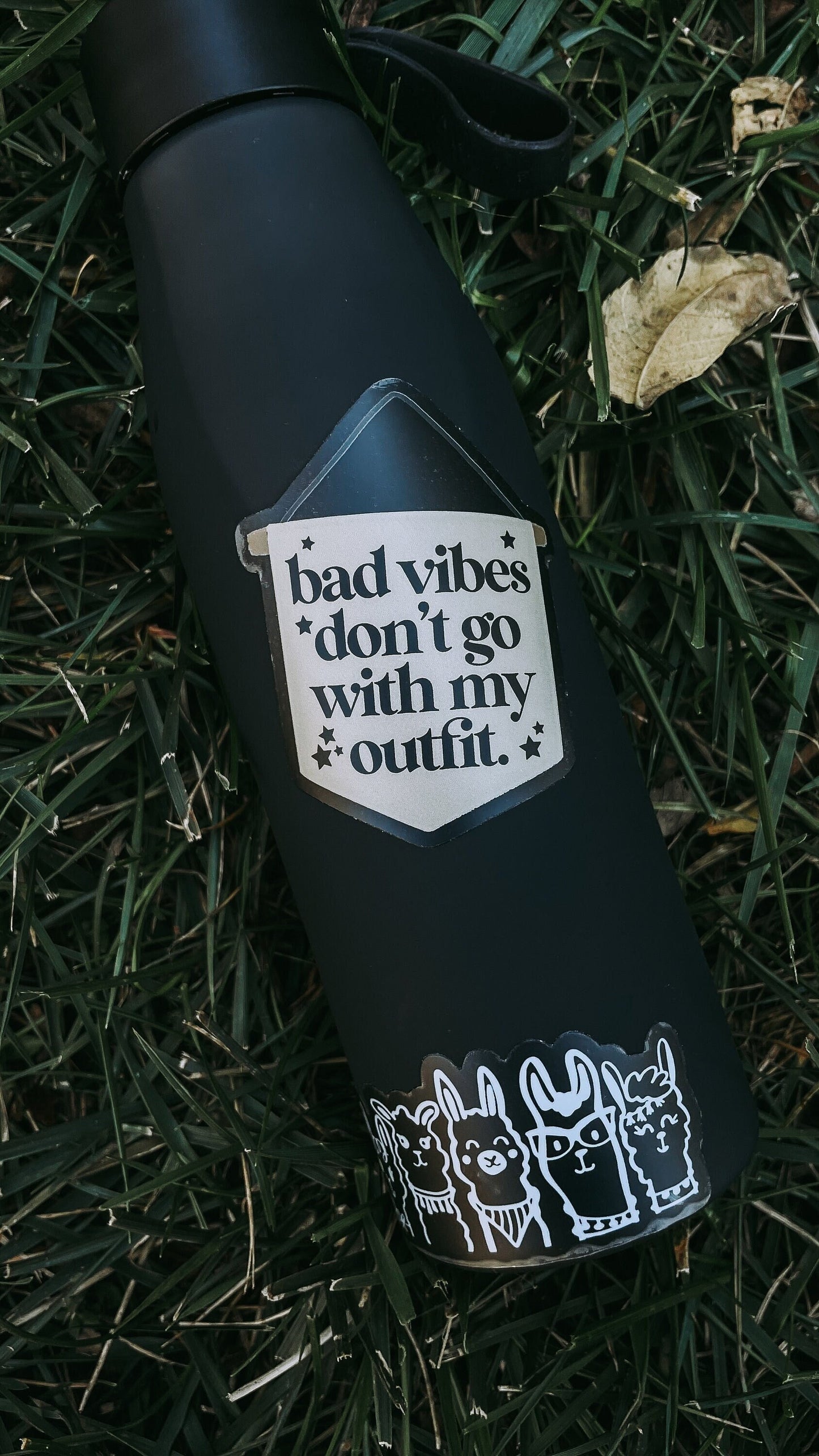 Bad Vibes Don't Go With My Outfit Waterproof Sticker | Transparent Laptop and Water Bottle Sticker | Motivational Quote | 2.42" x 3"