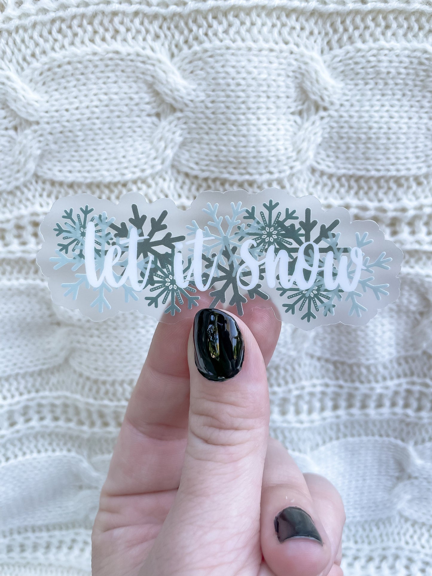 Let It Snow Snowflake Border Waterproof Sticker | 1"x3.2"