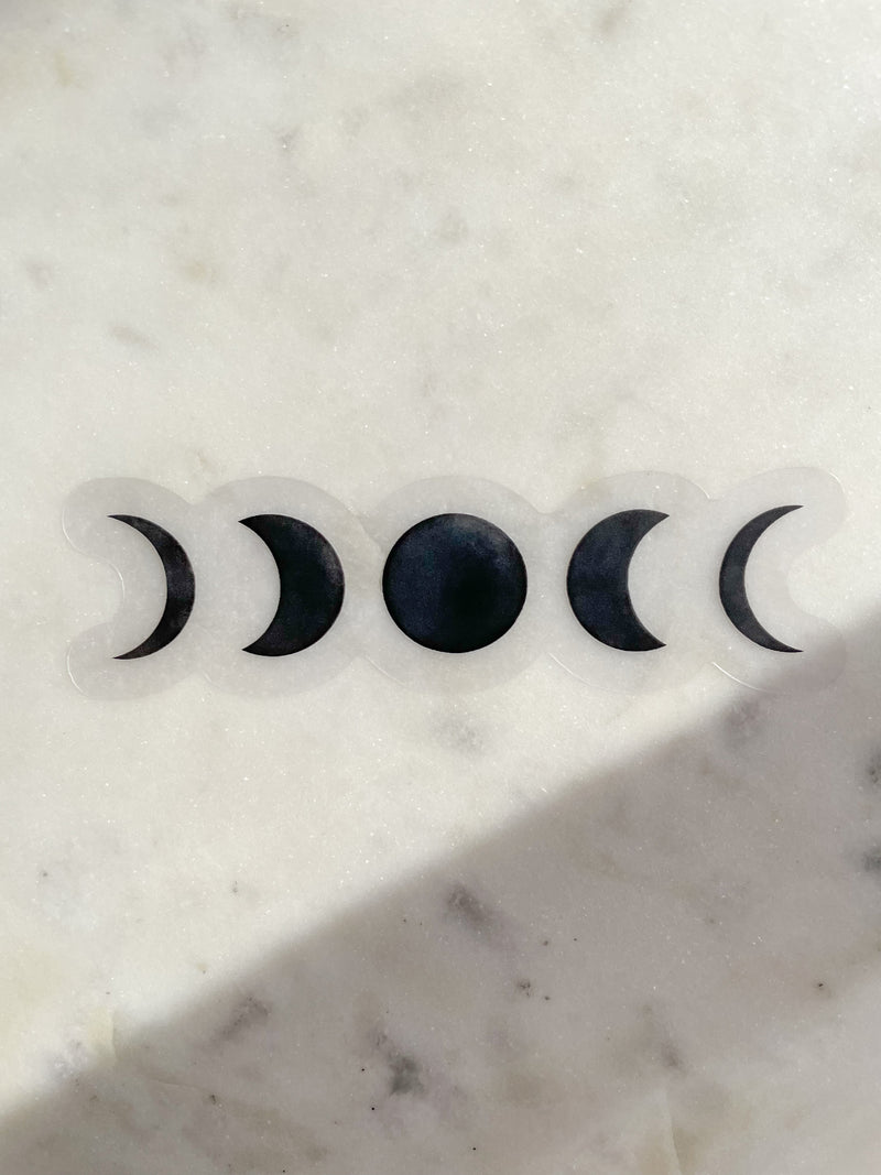 Black Moon Phases Waterproof Sticker | 3.71 "x 1"