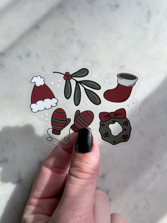 Christmas Things Waterproof Sticker | Holiday Laptop and Water Bottle Sticker | Winter Fun Sticker | XMAS Favorites Sticker | 3" x 2.27"