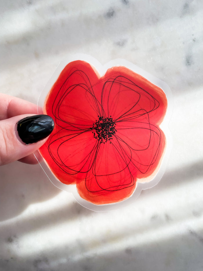Red Poppy Flower Waterproof Sticker | 2.91" x 3"