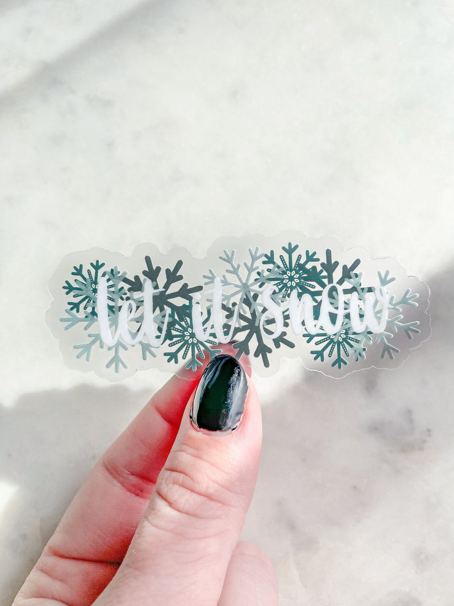 Let It Snow Snowflake Border Waterproof Sticker | 1"x3.2"