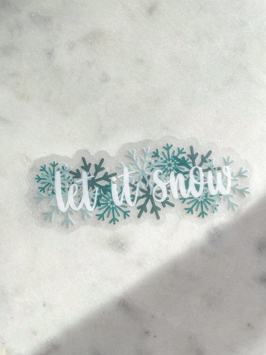 Let It Snow Snowflake Border Waterproof Sticker | 1"x3.2"