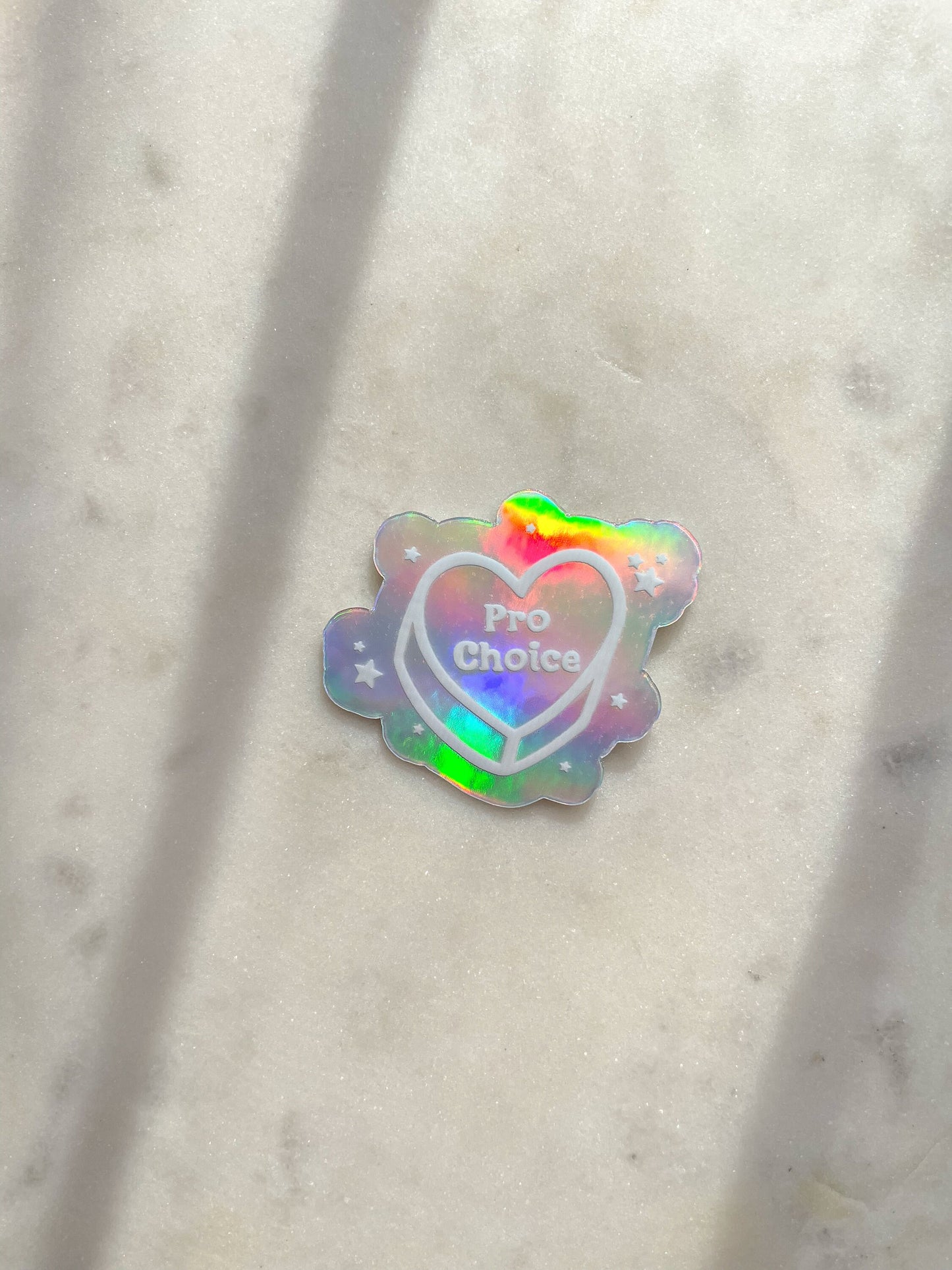 Holographic Pro Choice Conversation Heart Waterproof Sticker