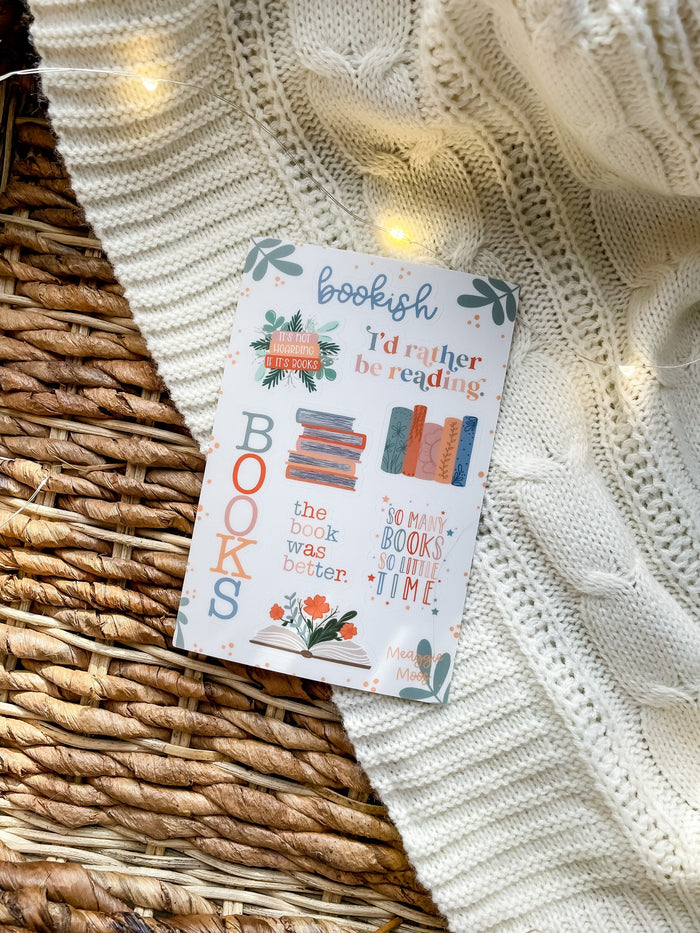 Bookish Sticker Sheet | 9 Stickers | 6"x4"