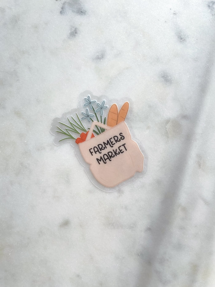 Farmers Market Tote Waterproof Sticker | 1.7"x2"