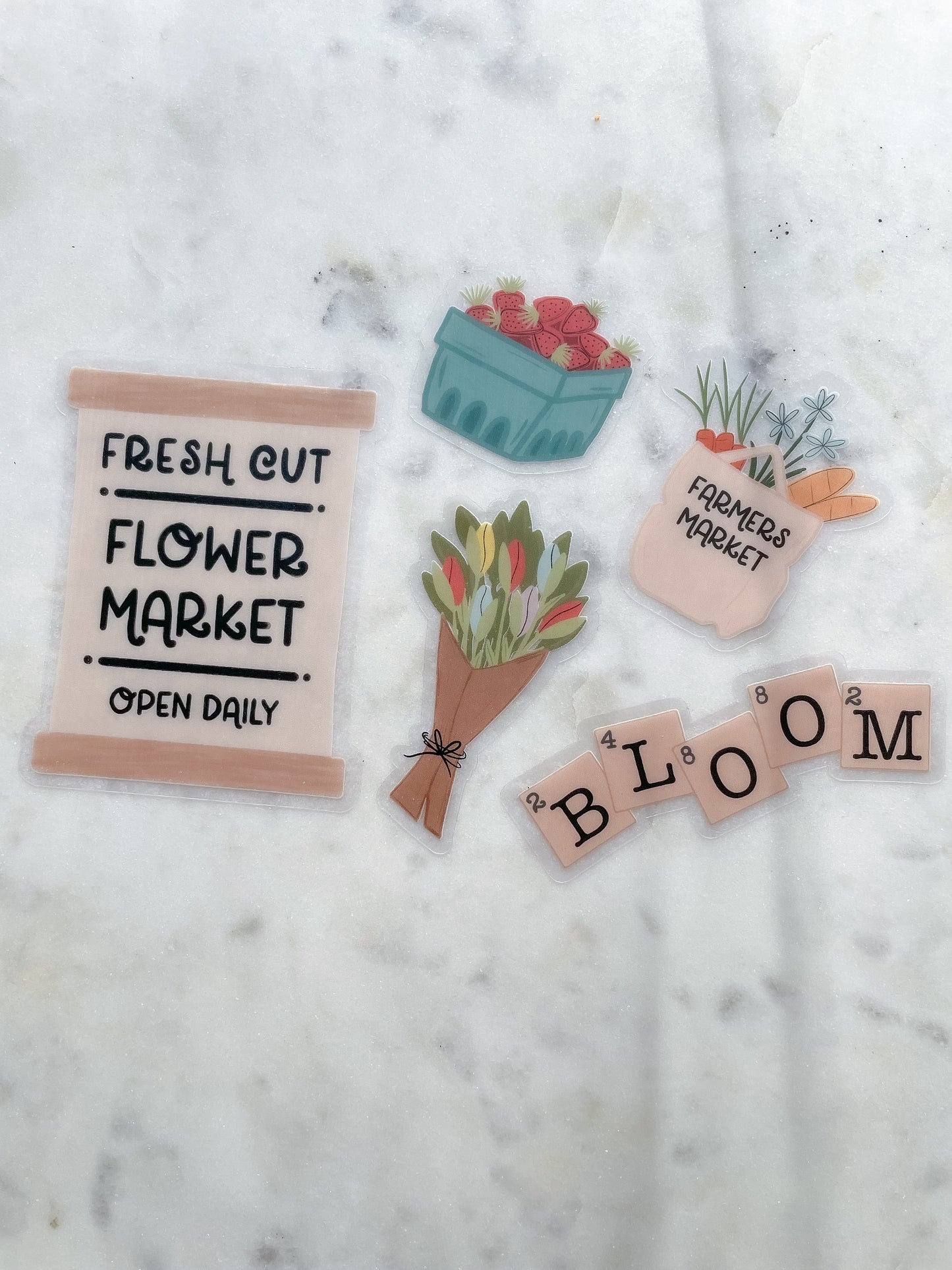 Bloom Tiles Waterproof Sticker | Farmers Market Laptop and Water Bottle Sticker | Spring Summer Aesthetic Sticker | 3"x1.2"