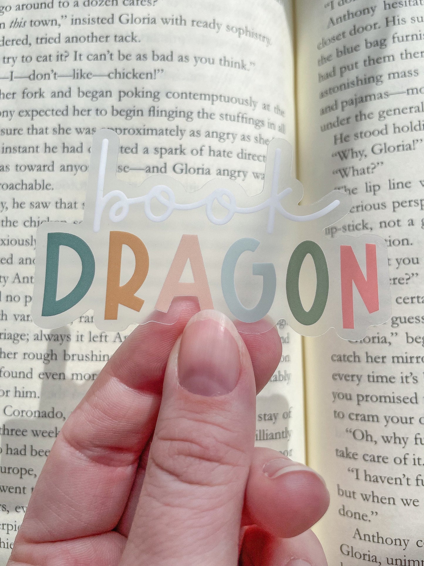 Book Dragon Waterproof Sticker | 3" x 1.7"