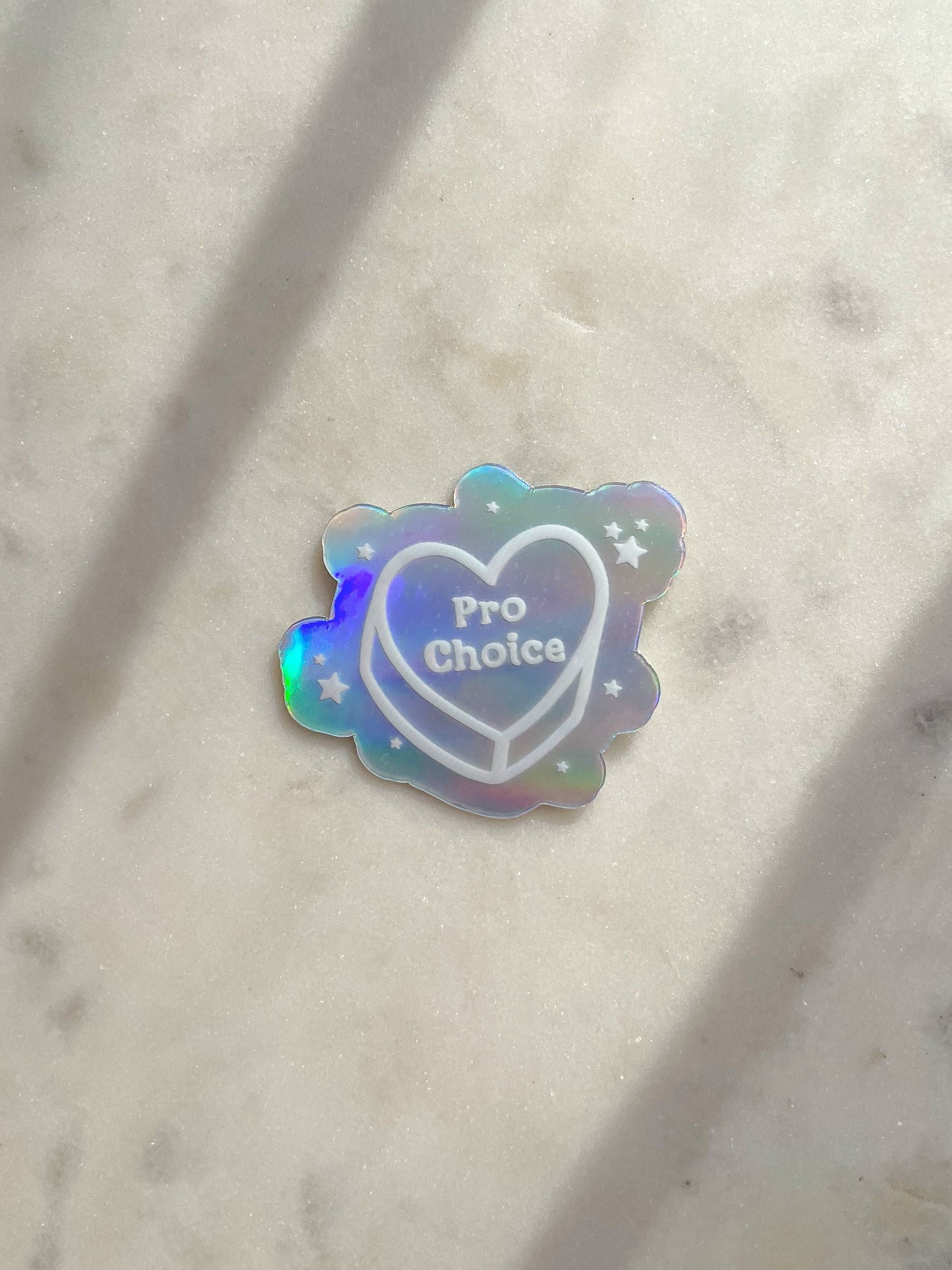 Holographic Pro Choice Conversation Heart Waterproof Sticker