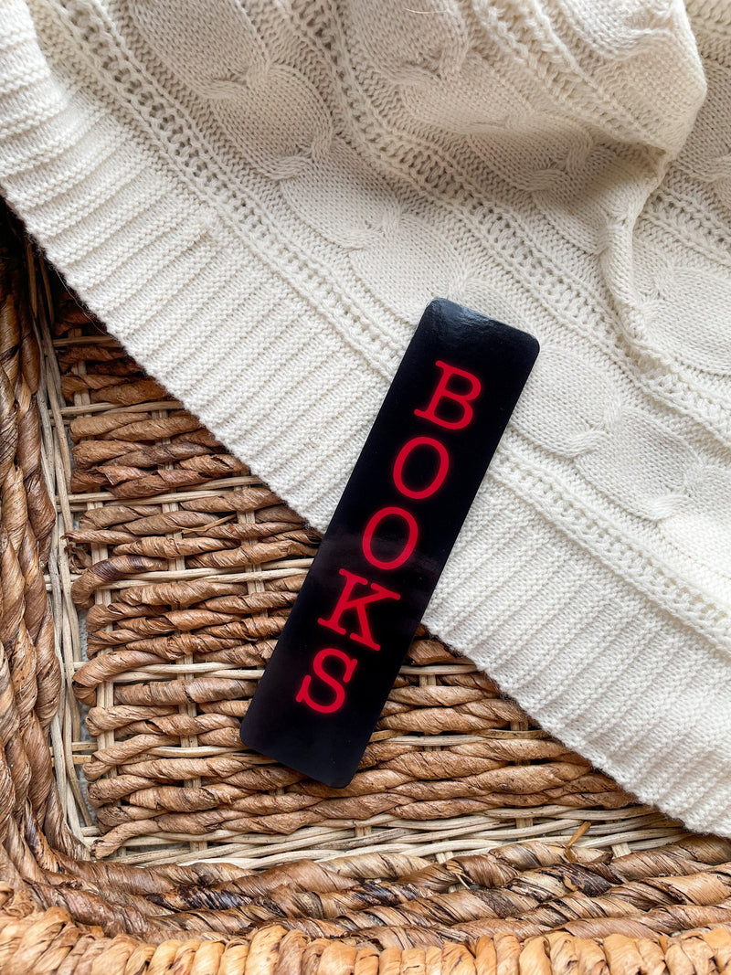 BOOKS Bookmark  | Bookish Aesthetic | Book Worm Gifts | Reader Present | 2"x8" Rounded Corners | Neon Sign Inspired Bookmark