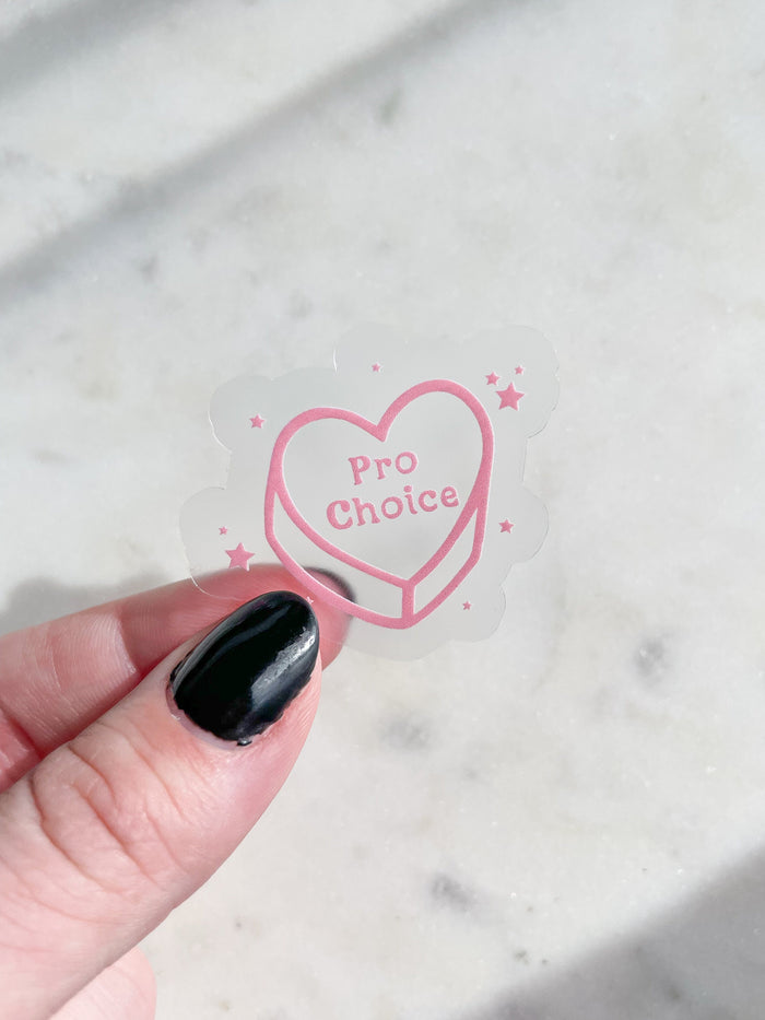 Pro Choice Conversation Heart Sticker | Pink