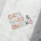 Cats Naps & Snacks Waterproof Sticker | 2.5"x1.8"