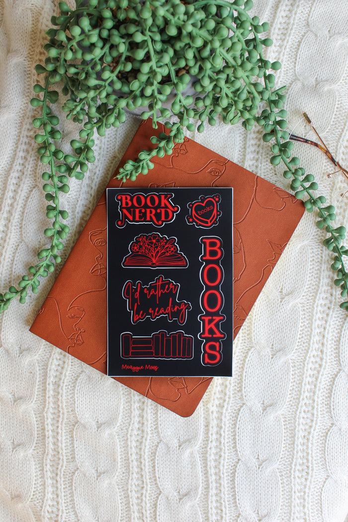 Neon Books Bookish Sticker Sheet
