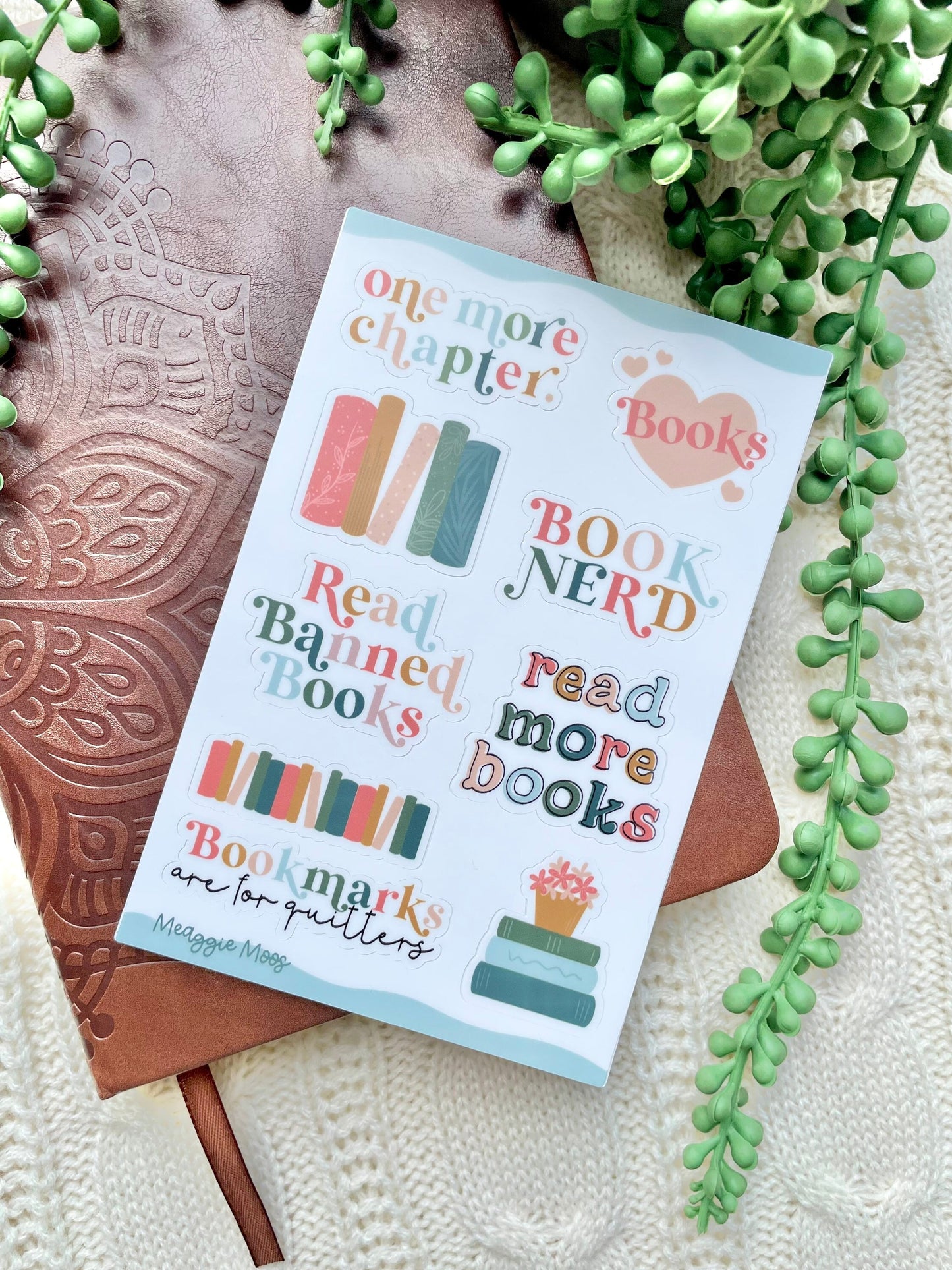 Book Nerd Sticker Sheet | 9 Stickers | 6"x4"