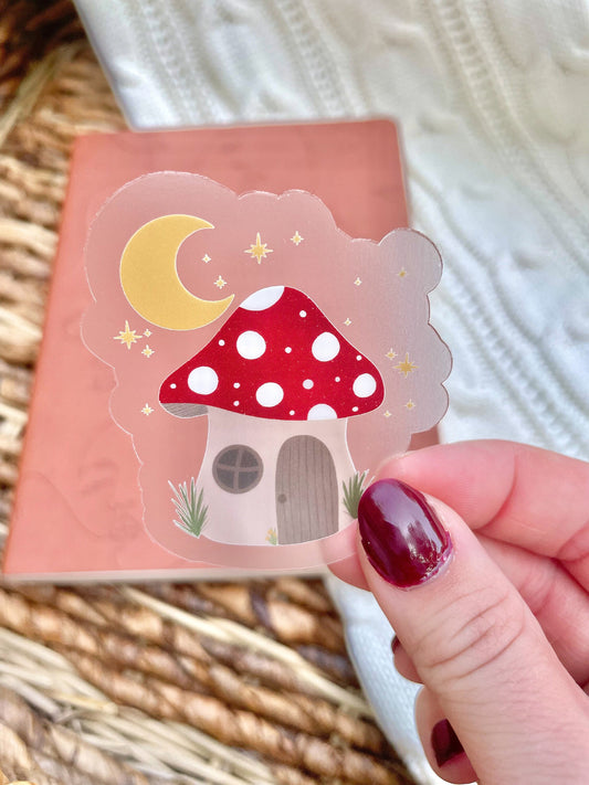 Mushroom Fairy House Waterproof Sticker | 2.5"x2.2"