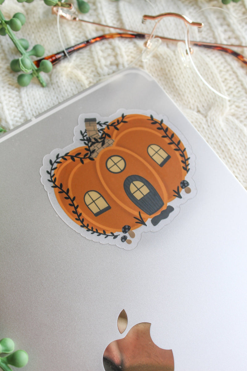 Halloween Spooky Pumpkin Fairy House Waterproof Sticker | 3"x2.9"