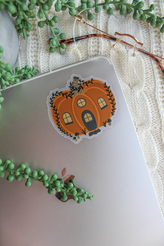 Halloween Spooky Pumpkin Fairy House Waterproof Sticker | 3"x2.9"