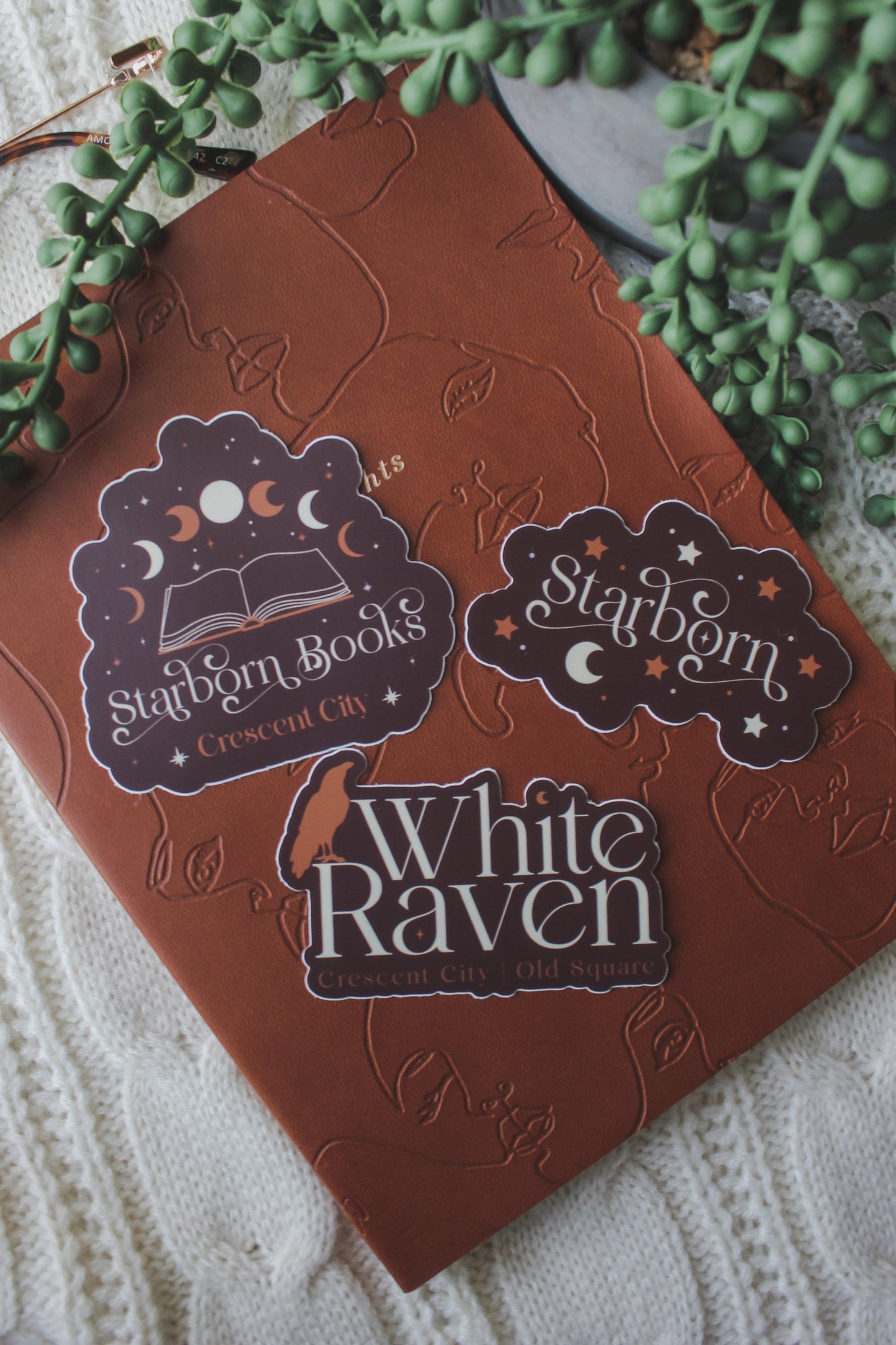 White Raven Waterproof Sticker | Crescent City | SJM | 3"x2"