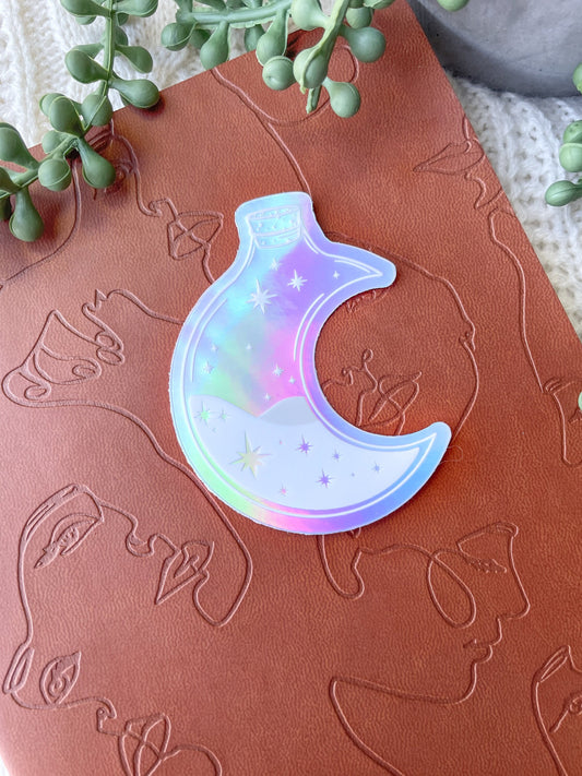 Holographic Moon Elixir Waterproof Sticker | 3"x2.3"