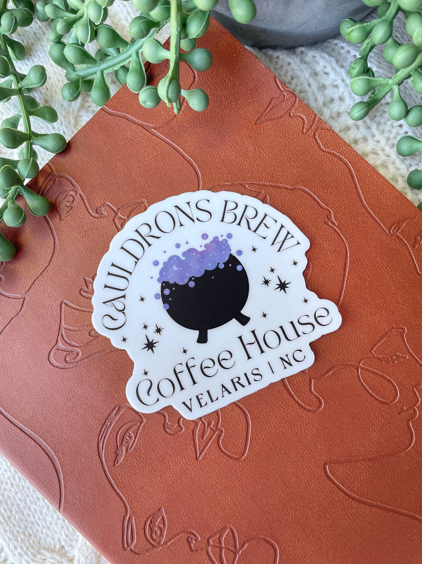 Cauldron's Brew Coffee House Waterproof Sticker | A Court of Thorns  and Roses | SJM |  3" x 2.8"