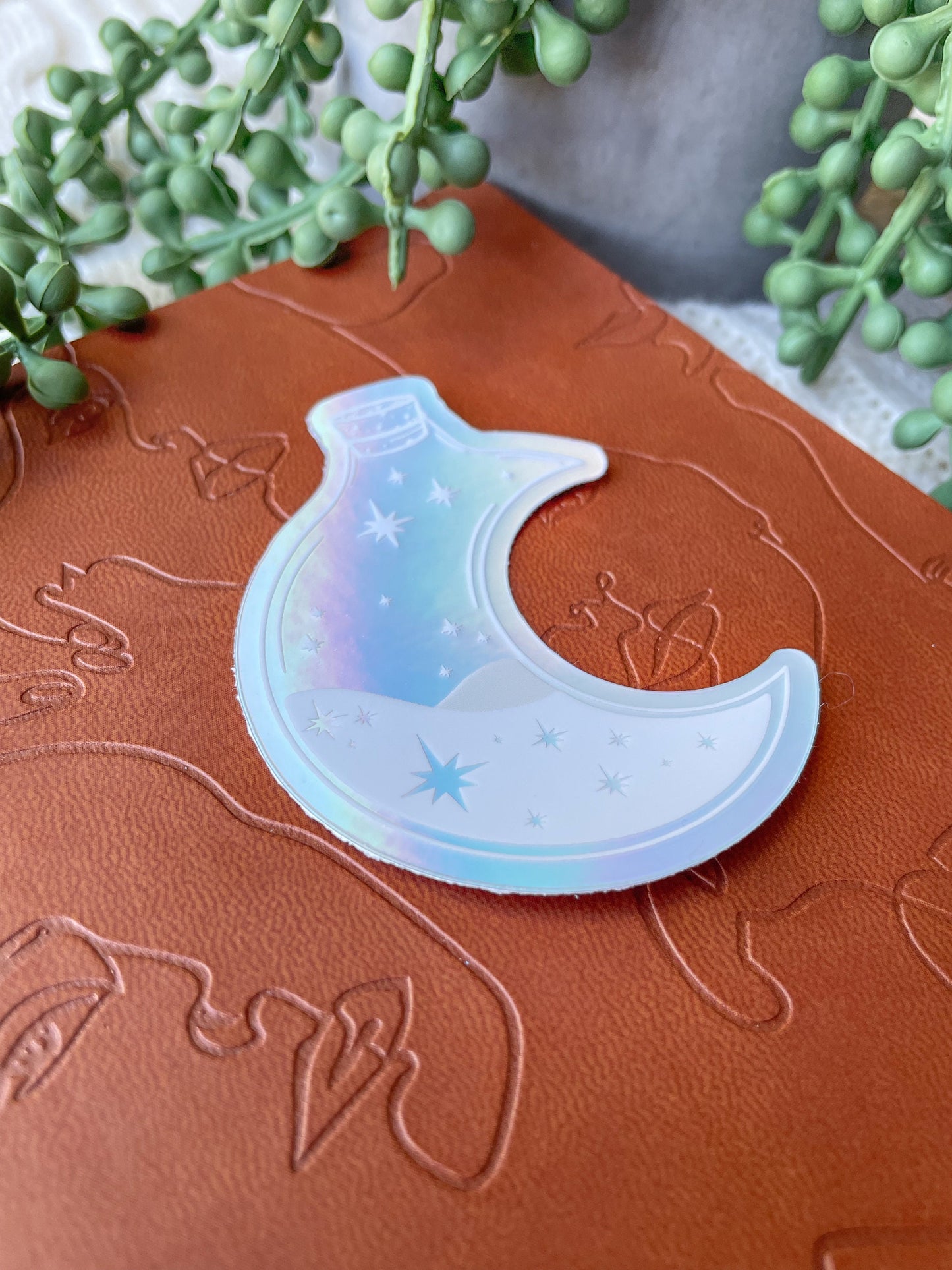 Holographic Moon Elixir Waterproof Sticker | 3"x2.3"