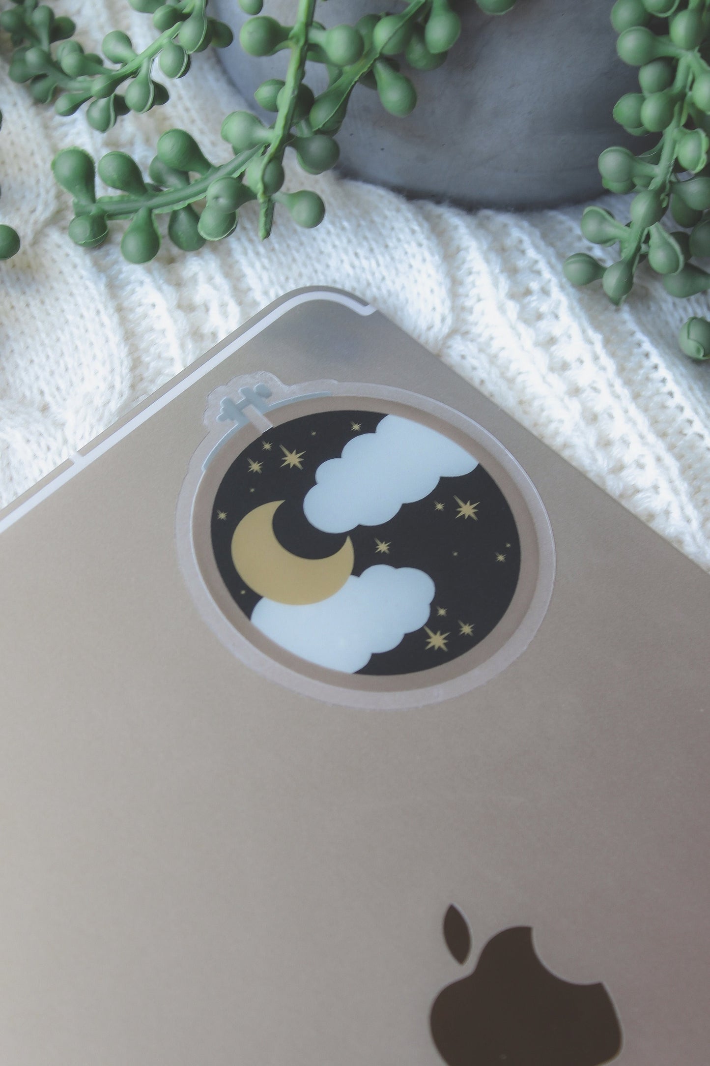 Celestial Night Sky Embroidery Hoop Waterproof Sticker | 3"x2.9"