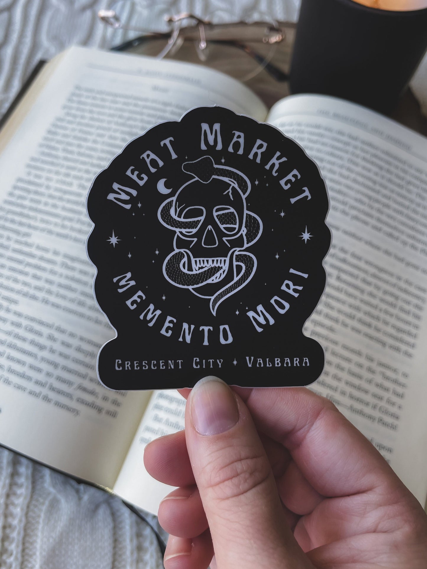 Meat Market Crescent City Waterproof Sticker | Black | Crescent City | SJM | 3"x2.6"