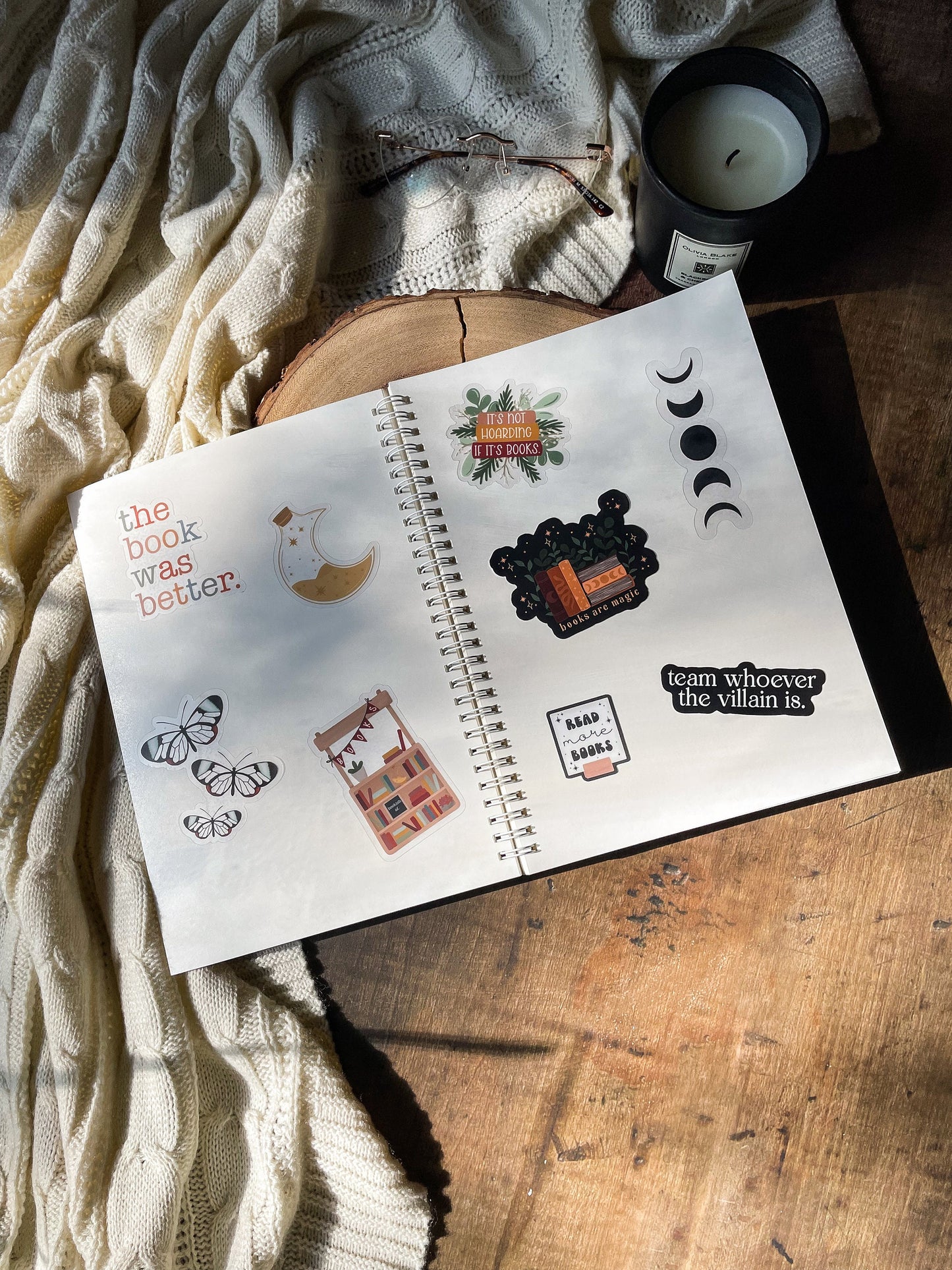Cozy Bookshelf Reusable Sticker Book | 50 Double Sided Pages
