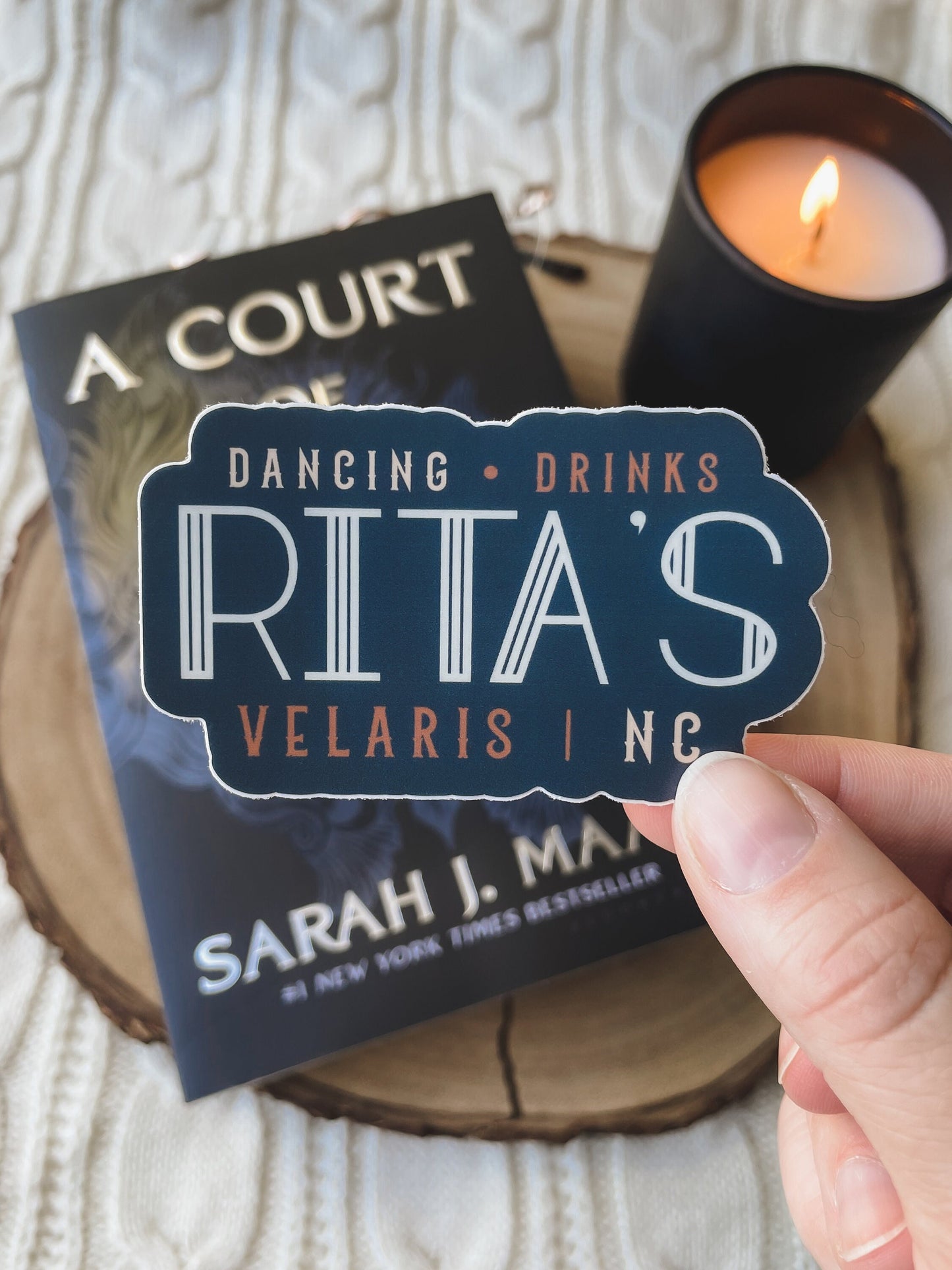 Rita's Waterproof Sticker | Navy | A Court of Thorns and Roses | SJM | 3"x1.8"