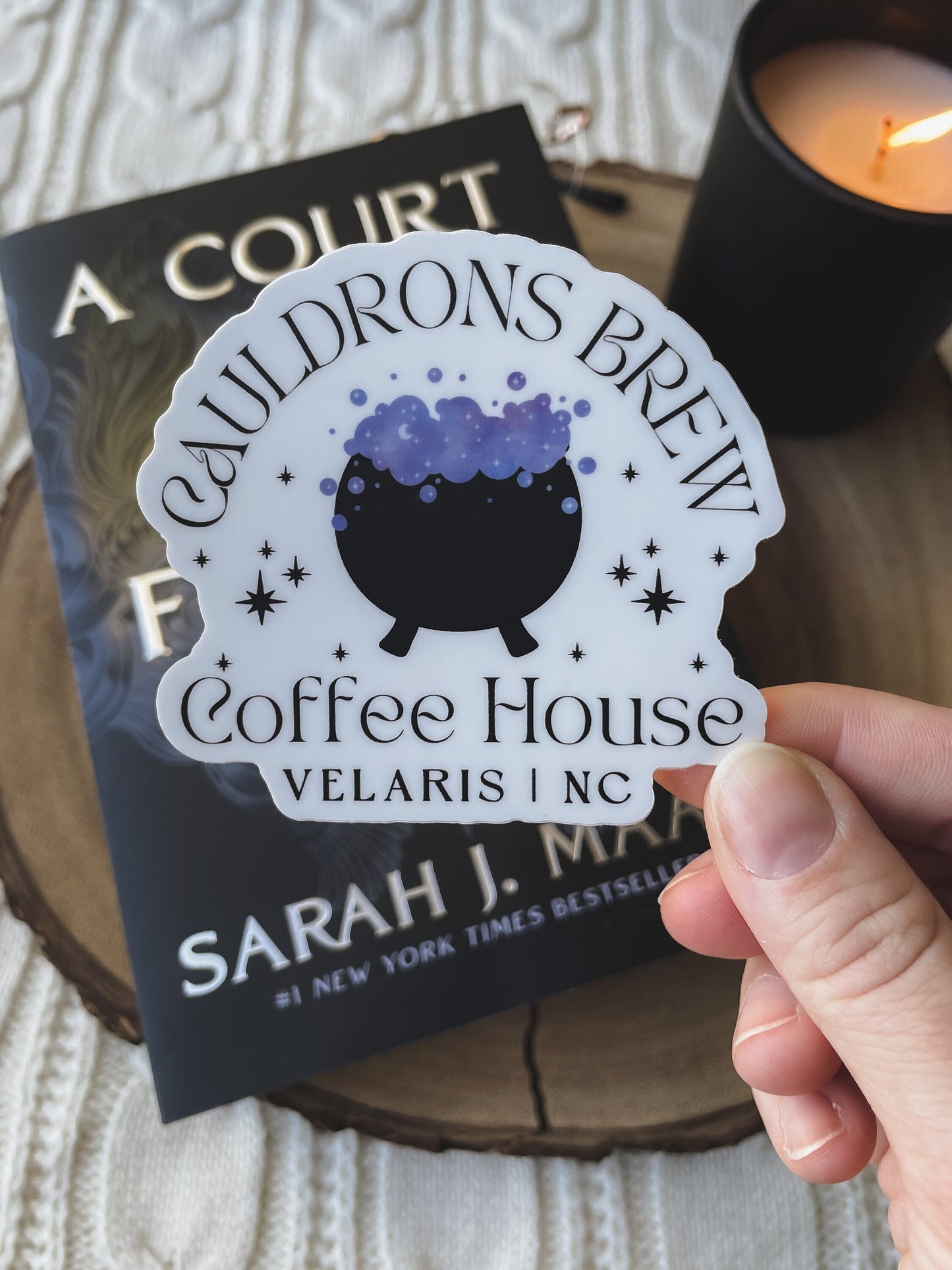 Cauldron's Brew Coffee House Waterproof Sticker | A Court of Thorns  and Roses | SJM |  3" x 2.8"