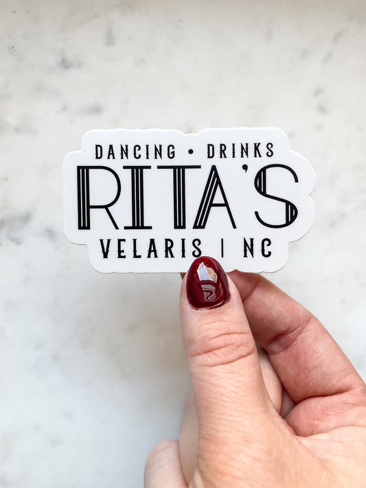 Rita's Waterproof Sticker | Black and White | A Court of Thorns and Roses | 3"x1.8"