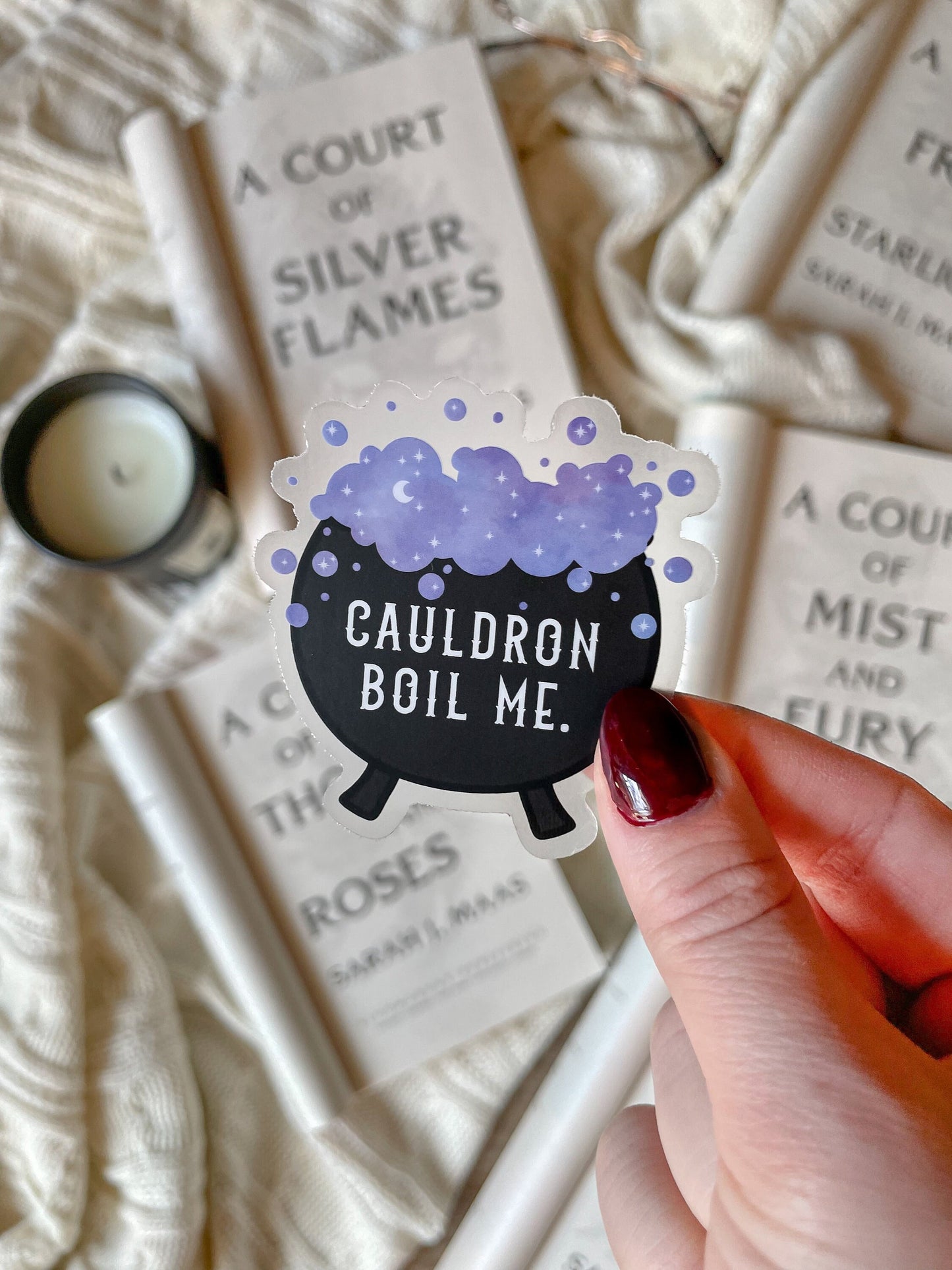 Cauldron Boil Me Waterproof Sticker | A Court of Thorns and Roses | SJM | 2.5”x2.4”