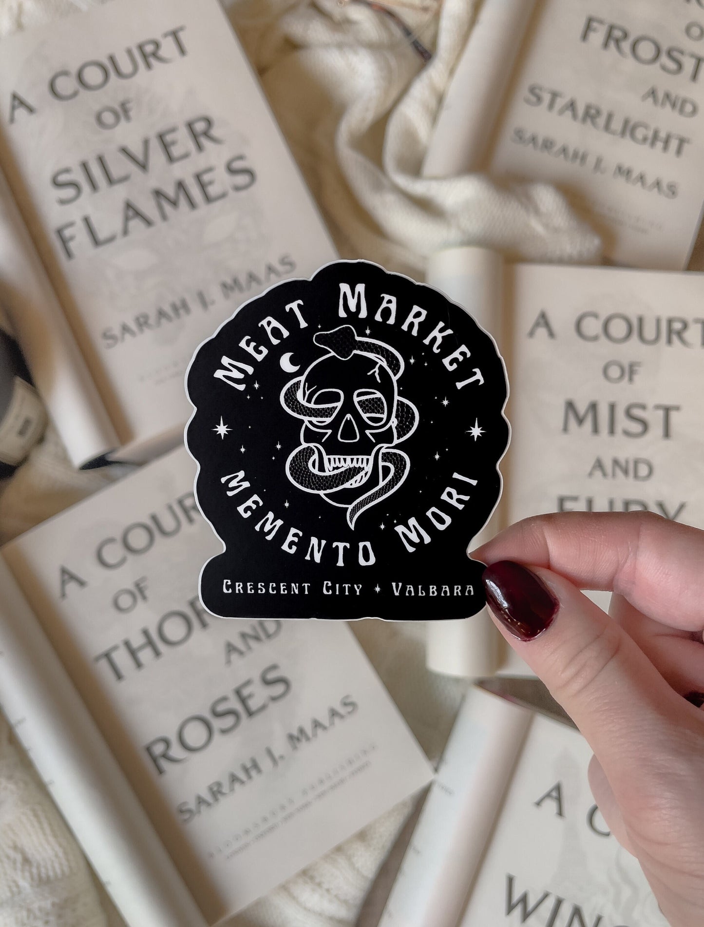 Meat Market Crescent City Waterproof Sticker | Black | Crescent City | SJM | 3"x2.6"